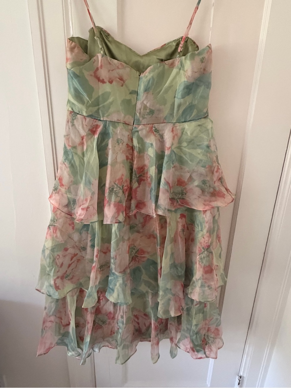 NWT Lulu's Pastel Mint and Pink Floral Tiered Midi Dress - Picture 5 of 9